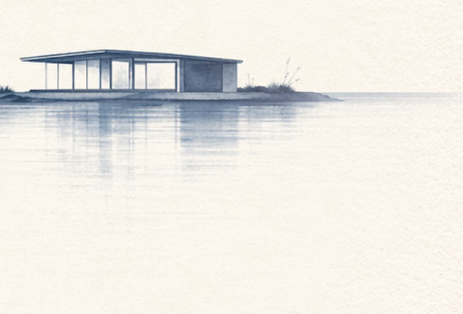 The Beach House — a calm house on still water, from the book cover
